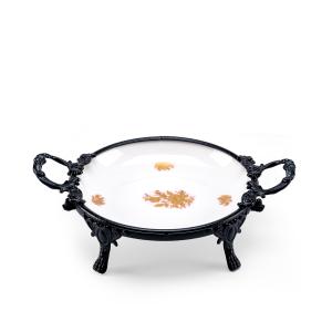 Elegant Round Decorative Serving Tray with Handles