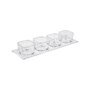Glass Trey With 4 Glass Bowl