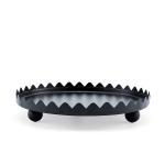 Metal Round Serving Tray with with Circular Cutout Edges