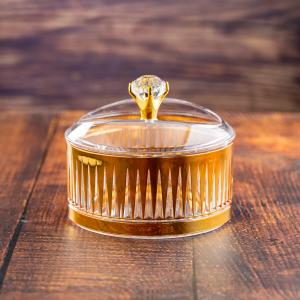 Luxury Acrylic Candy Bowl diamond-cut pattern with a crystal-like lid handle