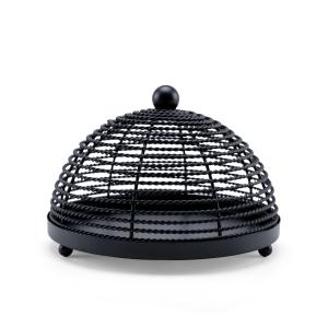 Black Metal Wire Dome Food Cover with Tray - Spherical Top Handle