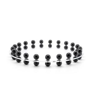 Round Acrylic Tray with Black Wooden Bead Border