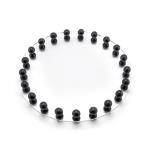 Round Acrylic Tray with Black Wooden Bead Border