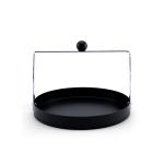 Modern Black Metal Serving Tray with Steel Handle