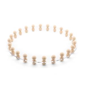 Round Acrylic Tray with Wooden Bead Border