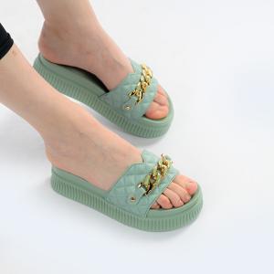 Stylish Wedge Chain Slippers