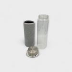 Elegant Glass Water Bottle with Grey Neoprene Sleeve & Steel Cap