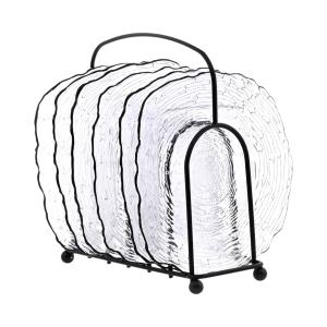 Glass serving plate set with stand - plate holder
