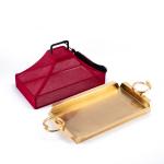 Luxury Indian pastry tray with nail handle Cartier-style, cotton fabric cover