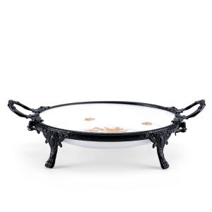 Elegant Round Decorative Serving Tray with Handles