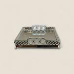 Silver Mirror Tray with Geometric Frame