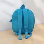 Blue Plush Character Backpack with 3D Toy Design