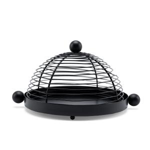 Metal Food Cover with Tray – Modern Wire Dome - spherical handles