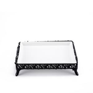 Ornate Rectangular Porcelain Serving Tray with ornate legs