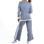 Stylish knitted suit set with white "V" design on the front
