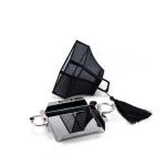 Luxury Indian pastry tray with nail handle Cartier-style, cotton fabric cover