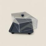 Rectangular Acrylic Cake Box with Black Base and Dome Lid