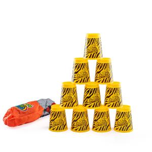 Knockdown Toss Stacking Cups with Soft Throwing Bag - Wild Camo Animal Print Series