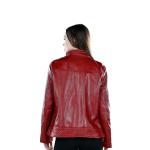 Women Crimson Luxe Quilted Leather Jacket