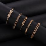 Artificial Elegant Bow & Chain Bracelet Set 5pcs