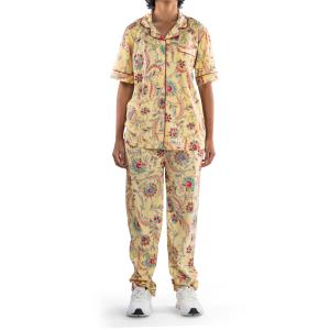 Paisley Print Satin Pajama Set, Soft & Breathable