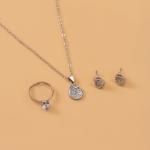 Artificial Teardrop Crystal Jewelry Set with Elegant Zircon Detailing