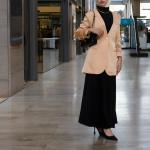 Ladies Jacket Satin Power-Shoulder with Single Button Closure