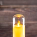 شمعة زجاجية LED بلهب متوهج وغطاء قبة