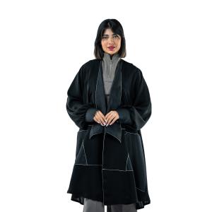 Prestigious open-front Kimono-Style Abaya with Contrast Piping