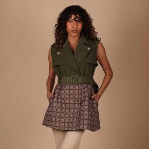 Ladies JELATS Sleeveless Belted Dress with Geometric Pleated Skirt