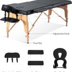 Folding Massage Table - 2-Zone Wooden Portable Table for Physiotherapy - Black