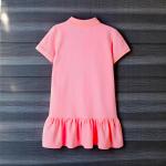 Kids Ruffle Hem Polo Dress  Ribbed Collar & Stretch Knit