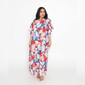 Italian silk crepe dress with wide sleeves