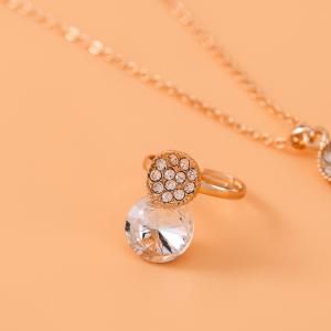 Sparkling Gold-Tone Double Crystal Studded Neckless and Earrings Set