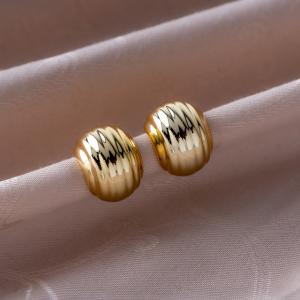 Artificial High-Polish Textured Dome Earring