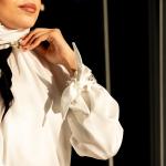 Blouse Ladies with Crystal Embellished Collar