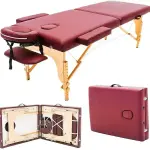 Folding Massage Table - 2-Zone Wooden Portable Table for Physiotherapy - Brown