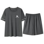 Plus size slight stretch cotton cloud printing shorts sets