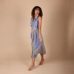 Ladies Jelats Sleeveless Belted Dress with Contrast Pinstripe Panels