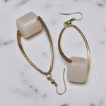 Teardrop Loop Earrings with Translucent Stone Accent