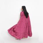 Ruffled Satin Tiered Kaftan