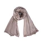 Cotton and Chiffon Scarf with Fine Stitch Edges - LIght Khaki