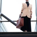 Ladies Jacket Satin Power-Shoulder with Single Button Closure