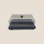 Rectangular Acrylic Cake Box with Black Base and Dome Lid