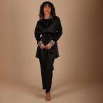 Ladies Tunic Belted Shirt with Printed Contrast Collar and Cuffs