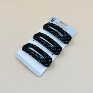 Snap Hair Clips Set with Braided and Marble Design