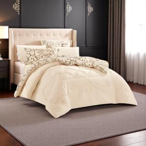Mora Spain Ivory Bloom 6-Piece Comforter Set – Floral Reversible Design & Quilted Elegance (DAPHNE)
