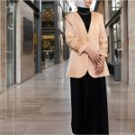 Ladies Jacket Satin Power-Shoulder with Single Button Closure