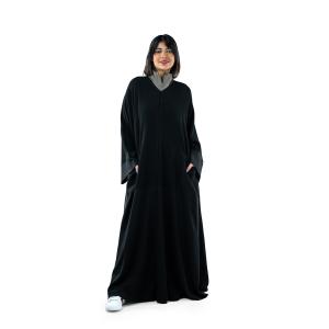 Minimalist abaya with textured Upper Panel and oversized pockets