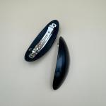 Glossy Black Oval Snap Hair Clips Set